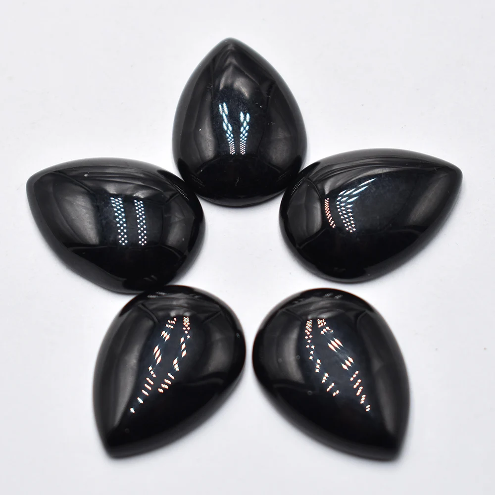 Großhandel 20 Stück/Lot 25x18mm natürliche schwarze Obsidian-Tropfenform CAB CABOCHON Perlen für die Herstellung von Schmuckzubehör Kostenloser Versand – Detail 2