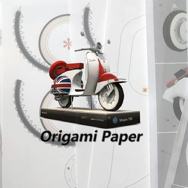 Top Quality Alta Simulazione Classic Vespa 125 moto 3D Paper Craft Modello DIY Assemblato Roma Vacanza Paper Toy Modeling
