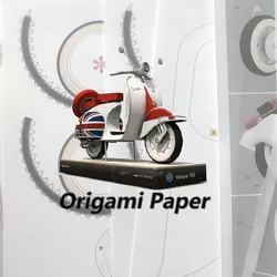 Top Quality High Simulation Classic Vespa 125 motorcycle 3D Paper Craft Model DIY Assembled Rome Holiday Paper Modeling Toy
