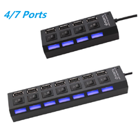 USB Hub 2.0 Multi USB Port High Speed Hab With On/Off Independent Switch USB Splitter 4 / 7 Port Expander Multiple Power Adapt