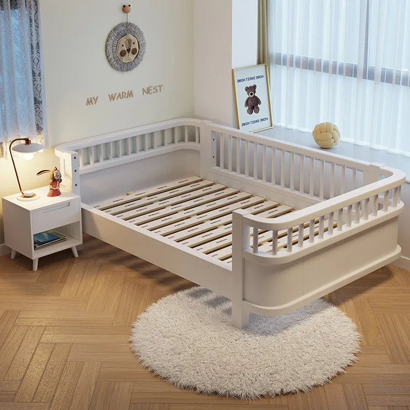سرير أطفال من الخشب الصلب مع سياج فردي مضاد للسقوط بطول 1.2 متر #4