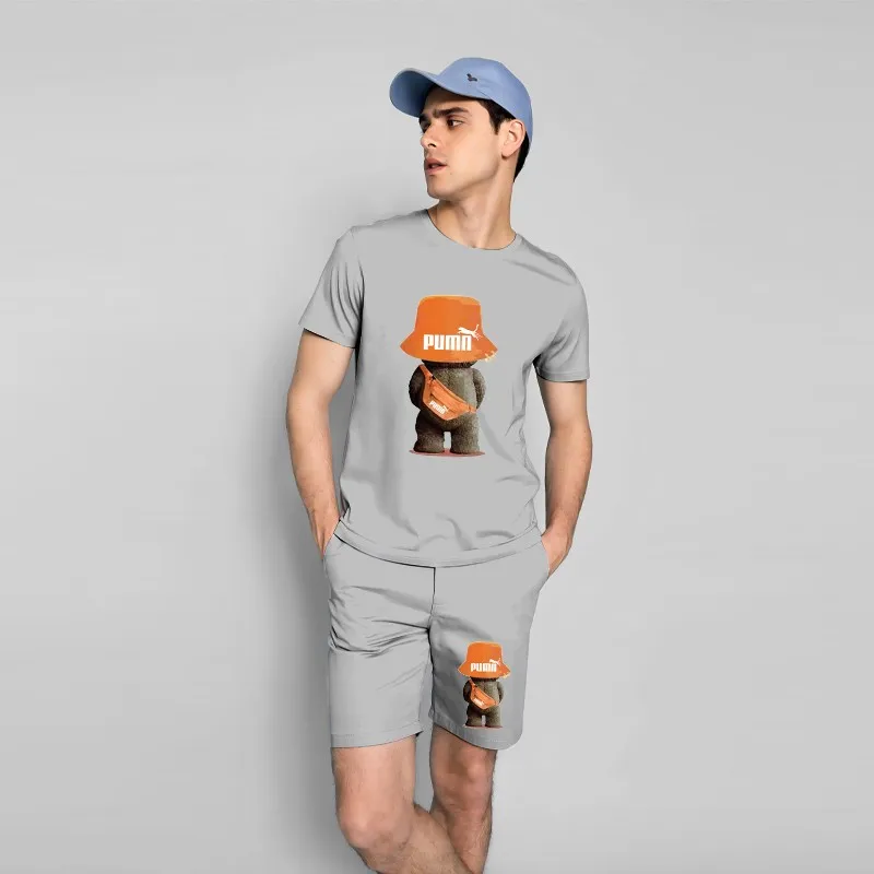 

2024 New Men's Summer Leisure Gym Football Sports Running Set Oversized Men's Refreshing Top Style Printed Fashion Set