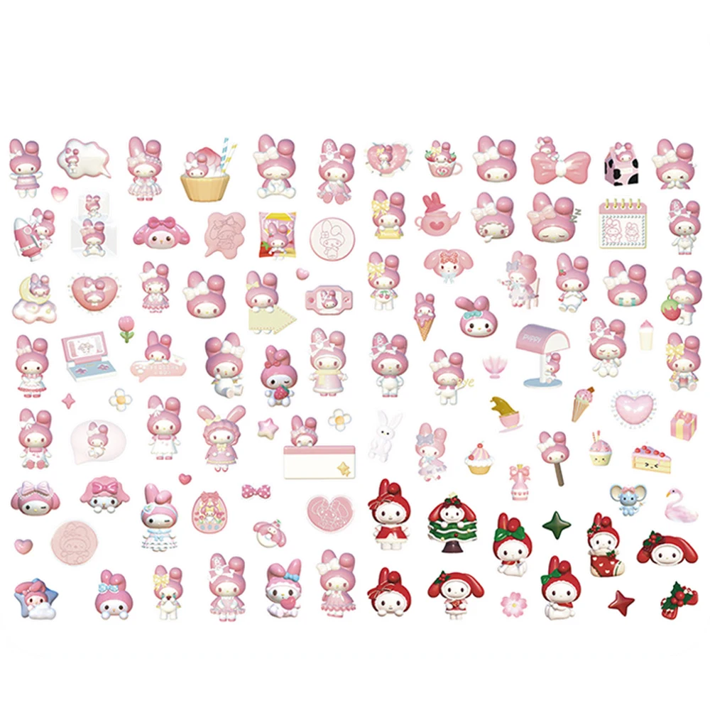 Pegatinas de dibujos animados de My Melody, calcomanías de Anime Sanrio para funda de teléfono, papelería y maleta, 10/30/50/100 piezas