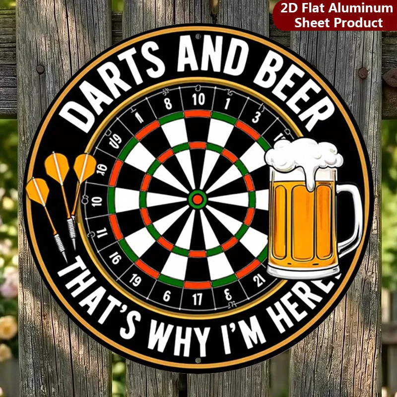 2D Flat, 1pc,Darts Decorative SignBeer PlaqueHumorous Design Perfect for Home,Porch,Garden,Cafe,Etc,