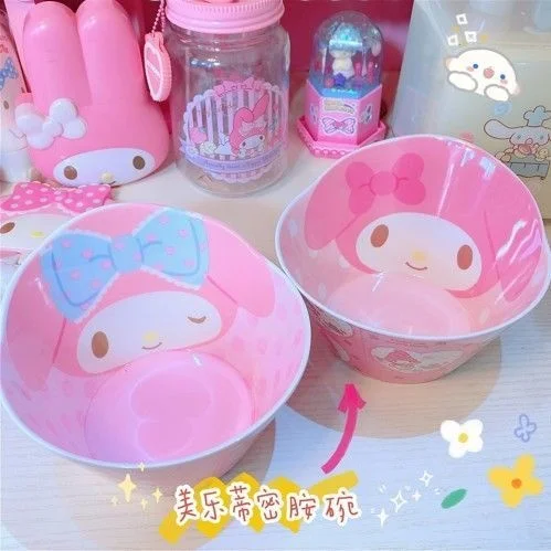 Sanrio My Melody Salad Bowl Lovely Fruit Snacks Dessert Breakfast Cereal Bowl Japanese Kawaii Girl Noodle Bowl Kitchen Lunch Box