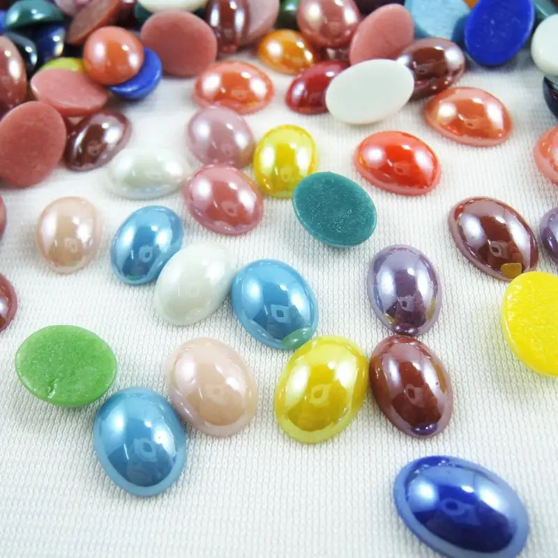 9*14 6*8 8*10 4*6MM Mixed Domed Flatback Half Glass Ceramic Oval Ellipse Shiny Cabochon Bead For DIY Phone Jewelry Making Craft