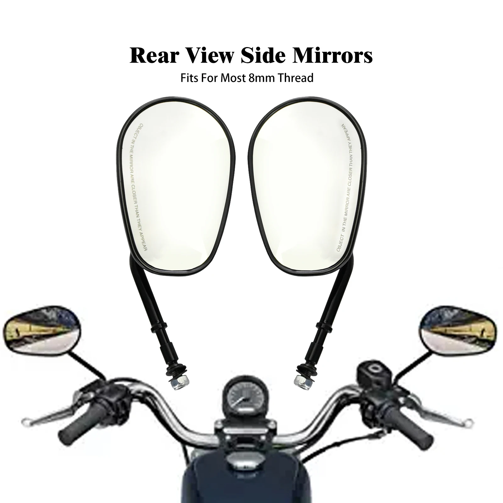 

Motorcycle Rear View Rearview Side Mirrors Gloss Black For Harley Touring FLHT FLHR Softail FLFB Sportster XL Dyna CVO VRSCDX