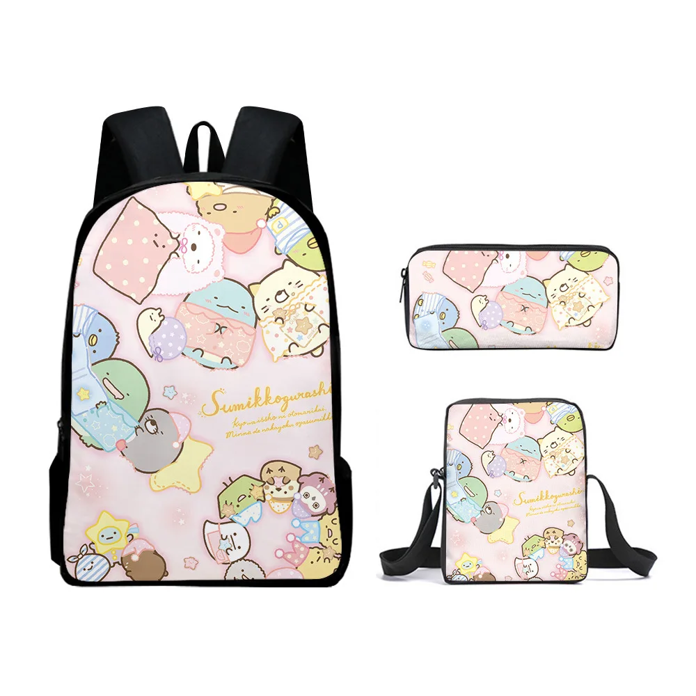 Hip Hop Jugendliche Anime Sumikkogurashi 3D Druck 3 teile/satz Student reisetaschen Laptop Daypack Rucksack Schulter Tasche Federmäppchen