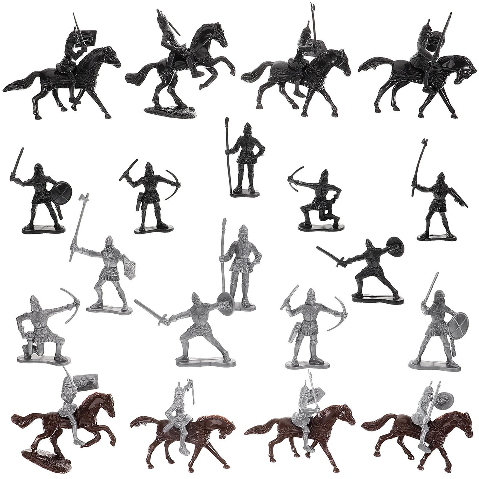 Juguetes de soldados medievales, modelo de caballo, microadornos para paisajismo, miniaturas de caballero