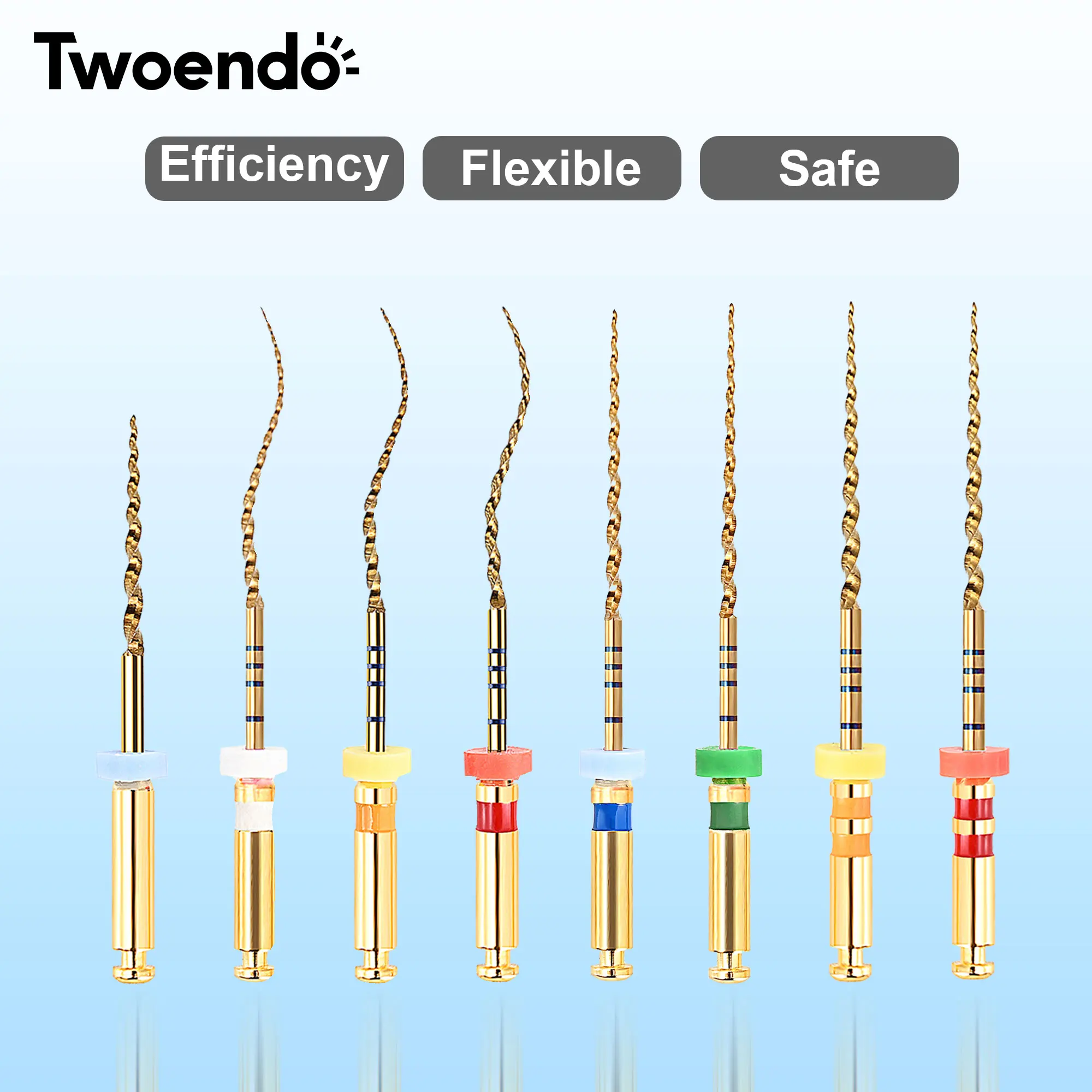 Twoendo Dental Niti Endodontic Rotary Files 04 06 Taper Super Golden Engine Use Files With Heat Activation Dentist Instrument