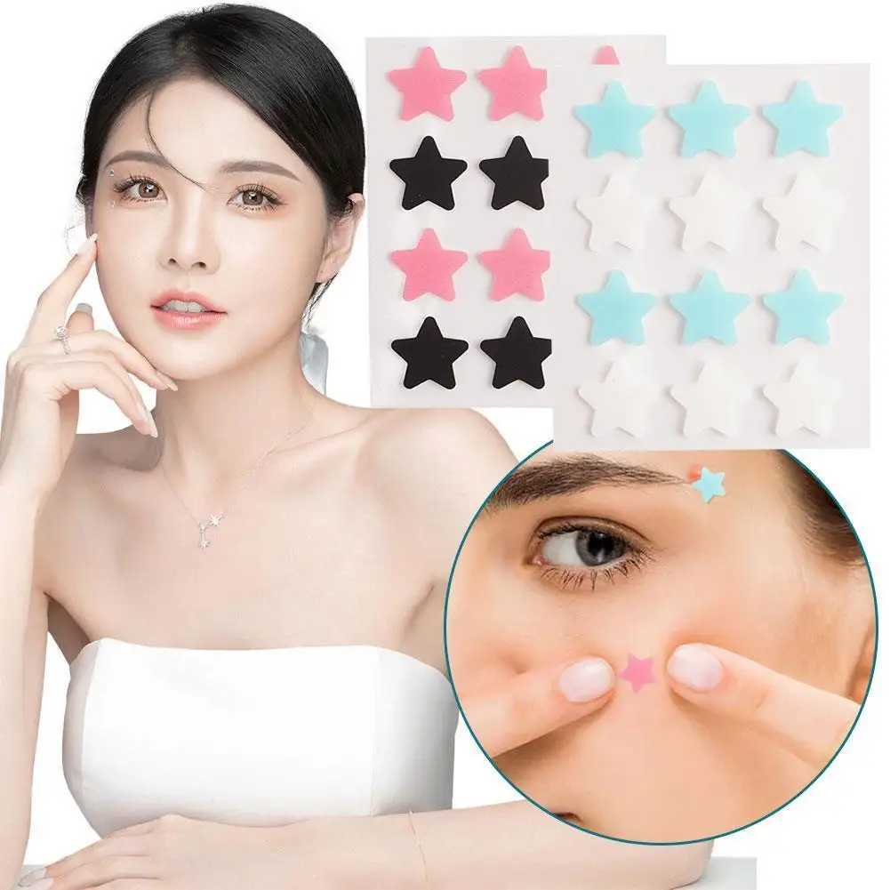 12pcs Pimple Acne Concealer Beauty Acne Tools Star Shaped Hydrocolloid Cute Pimple Spot Bandages for Face Healing