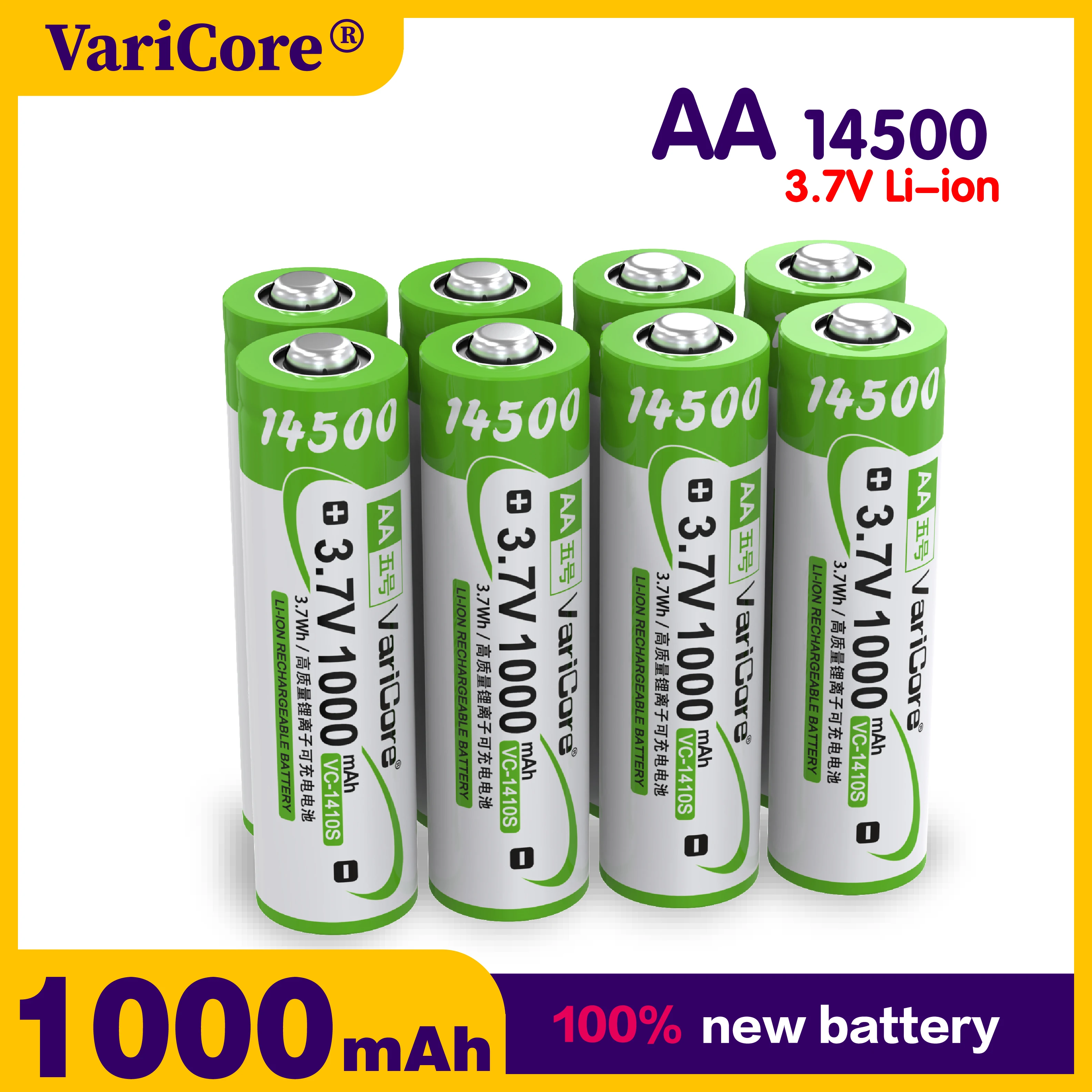 AA 14500 리튬이온 배터리 (팁) 3.7V 1000mAh 충전식 공구 배터리 파워 배터리 A급 품질 VVV