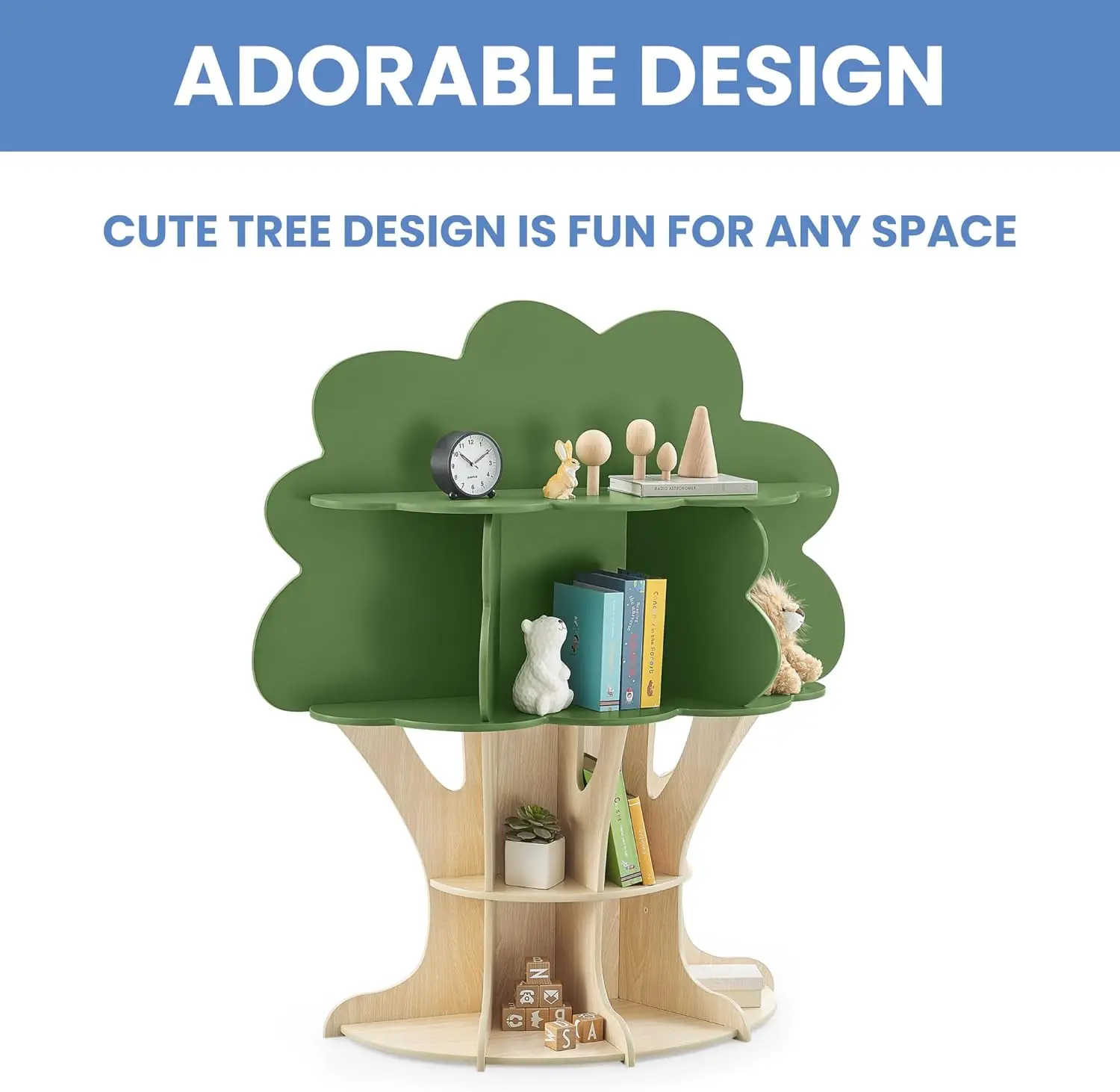 Tree Bookcase - Greenguard Gold Certified, Fern Green/Crafted Natural