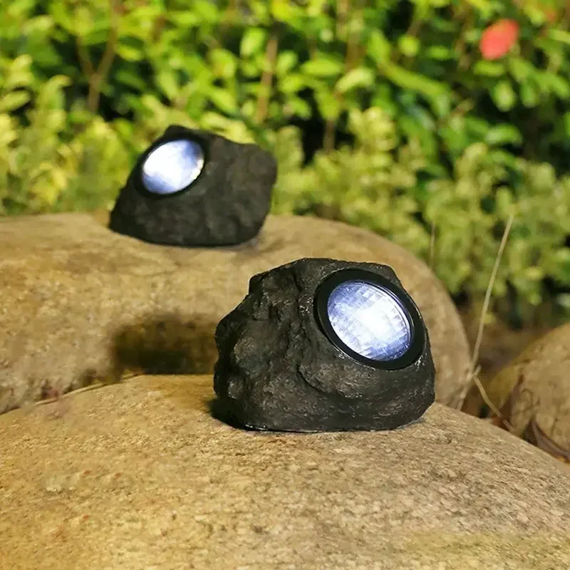 Landscape Rock Light, Solar Powered Garden Lights Outdoor Decorative Waterproof LED Spotlight, Light Sensor For Pathway, Patio