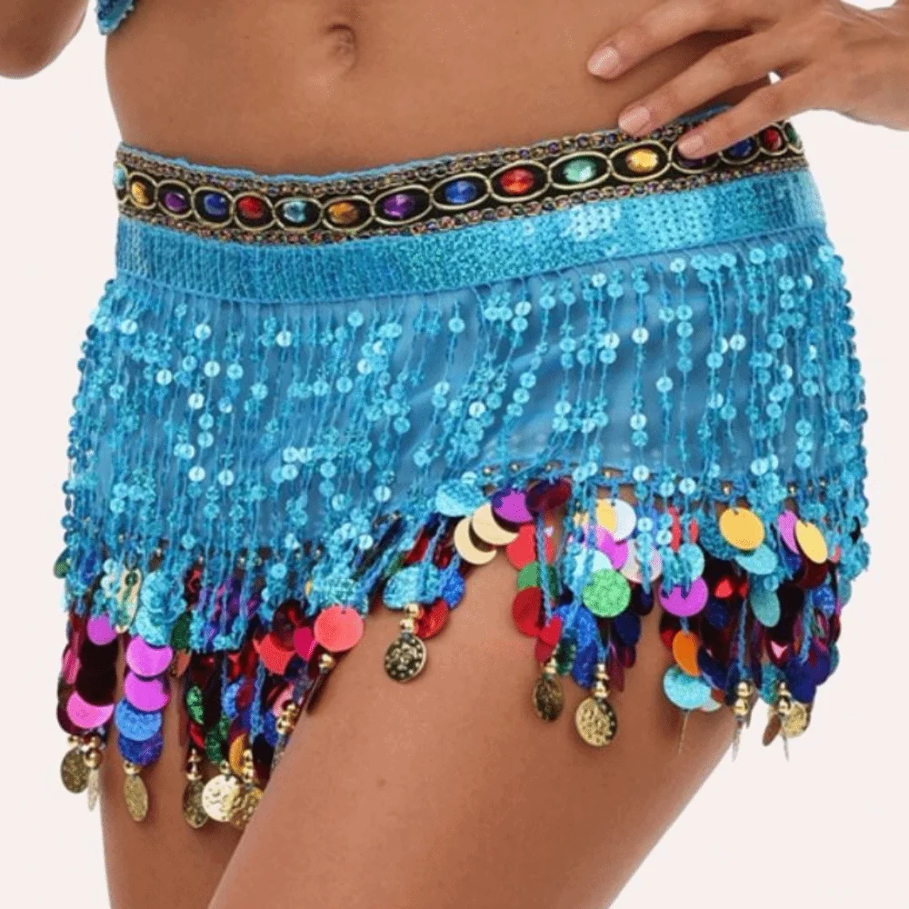 Ceinture de danse du ventre créative, paillettes colorées, jupes en chaîne de taille, style Boho classique, écharpe de hanche, vêtements de danse latine