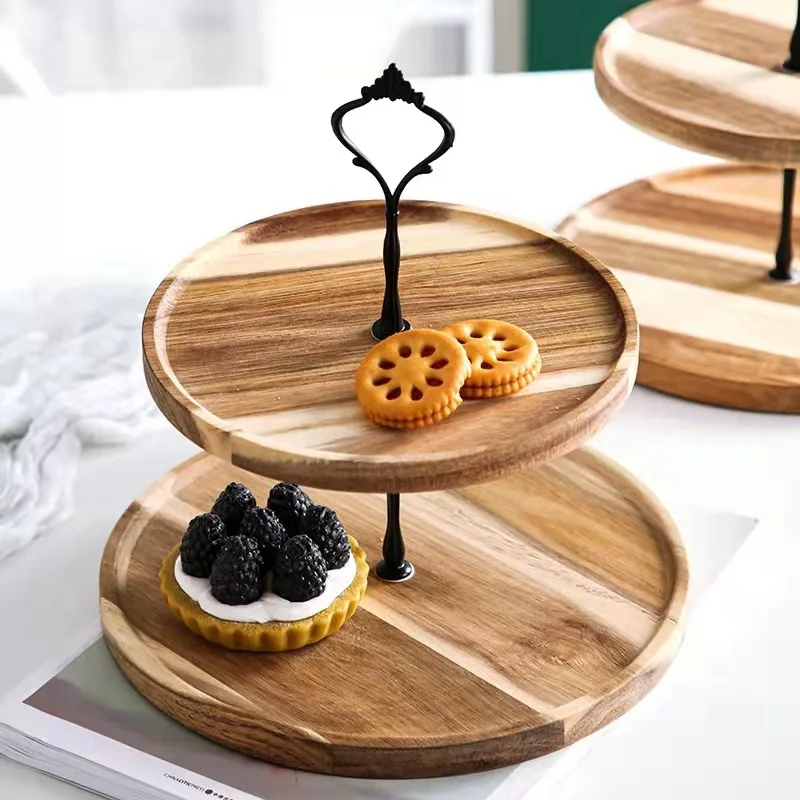 Dessert Rack Creative European Mori Double-layer Three-layer Cake Tray Wooden Dessert Table Decorative Tray Rack view 5