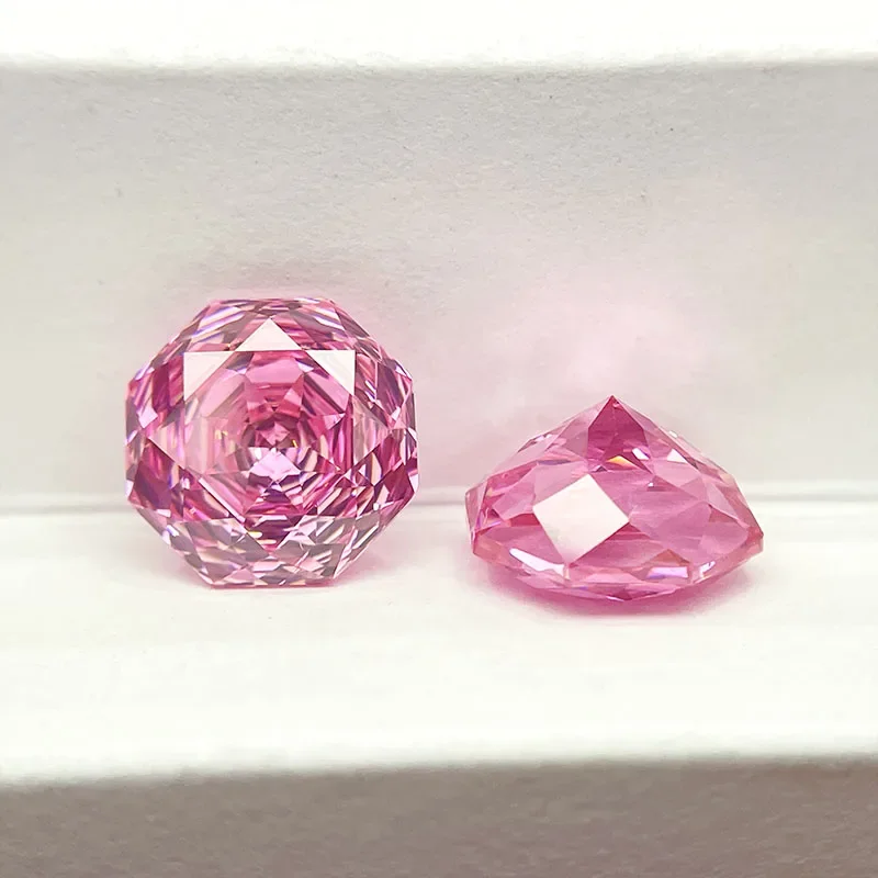 Cubic Zirconia Stone Octagon Rose Cut Hot Pink Color Loose Stones 6mm-12mm Used for DIY Charms Jewelry Making Main Materials