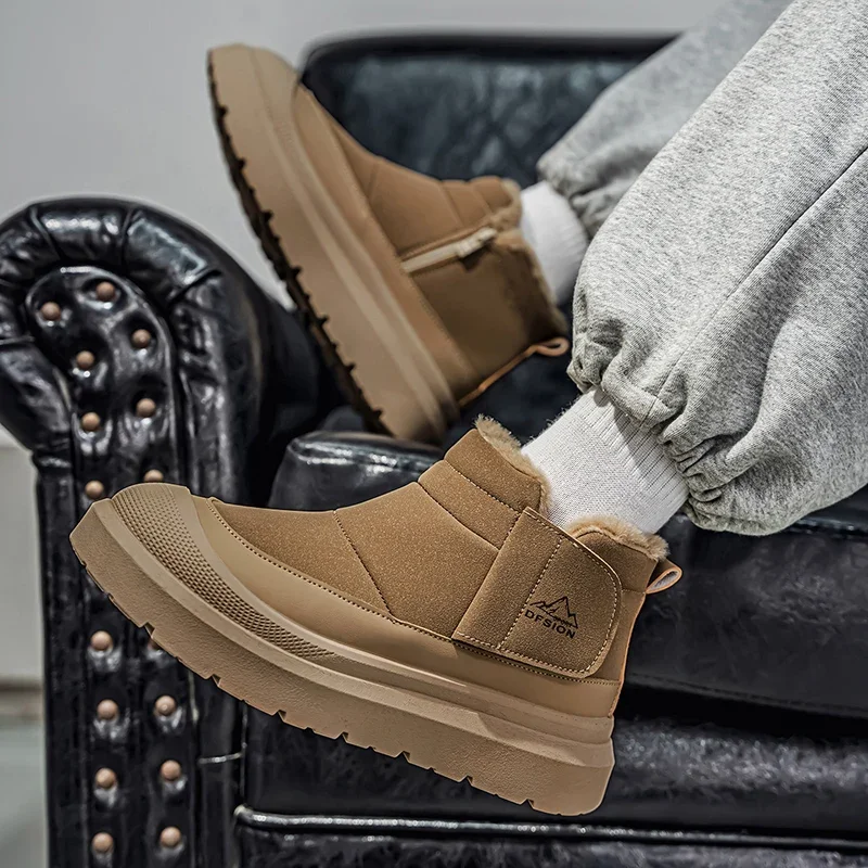 

Winter Mens Snow Boot Outdoor Waterproof Non-slip Ankle Boot Plush Warm Cotton Boots for Men Handmade Casual Shoes for Men Botas