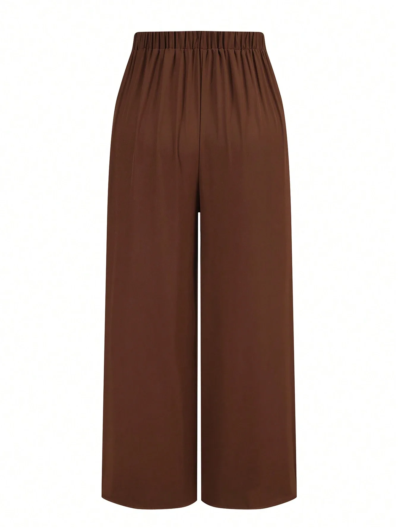 

Casual Solid Color Elastic Waist Loose Wide Leg Pants For Women