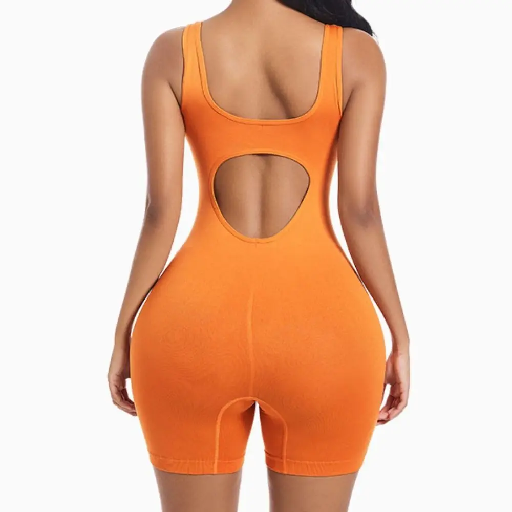 Oco para fora com decote em u fino ajuste shapewear barriga controle bunda levantamento biquíni bodysuits sem costura sem mangas mais magro corpo shapers ginásio