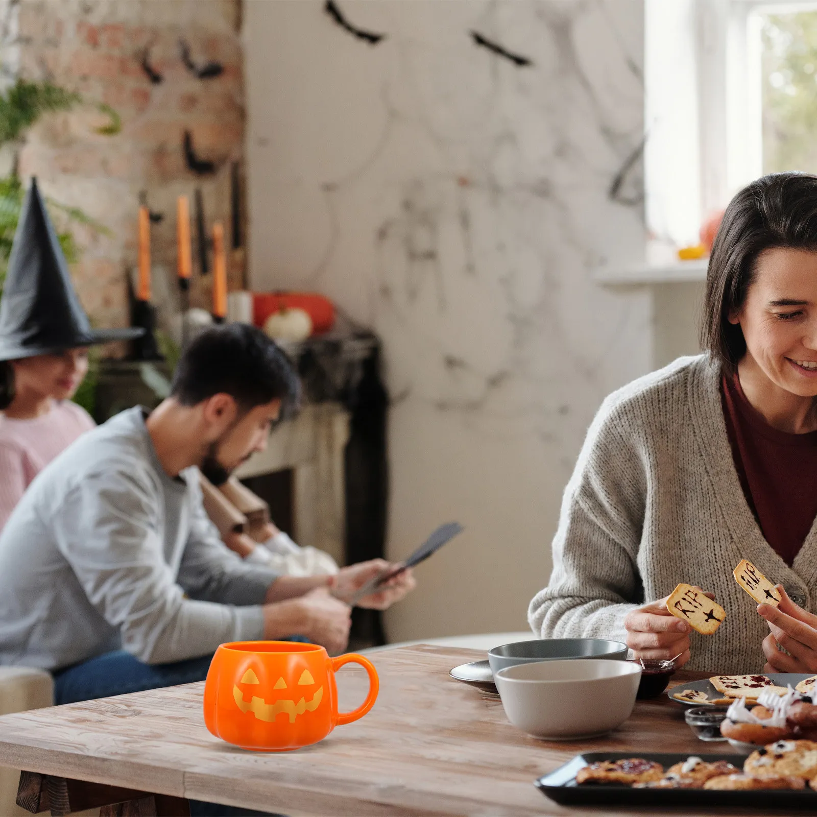 Pumpkin Ceramic Cup Halloween Mug Large Capacity Smooth Edge Portable Coffee Mug for Home Office Decorative Use