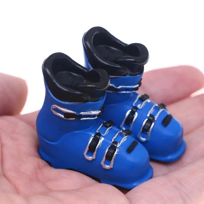 Patines de Hielo en Miniatura para Casa de Muñecas 1:12, Gorros de Esquí, Modelo de Escena de Esquí de Invierno, Decoración, Accesorios para Casa de Muñecas - Juguete