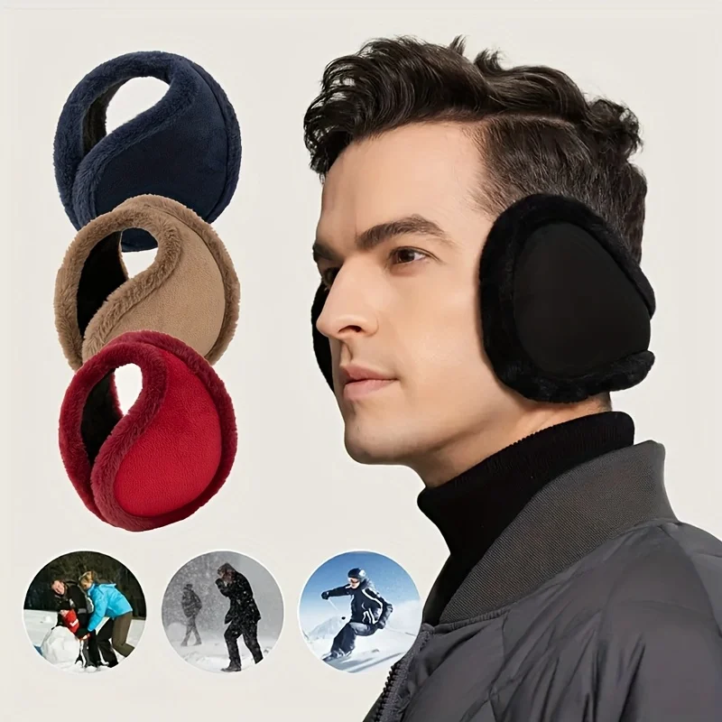 Winter Warm Earmuffs Thickened Windproof Plush Lined Faux Rabbit Fur Ski Ear Cover Thermal Outdoor Running Cycling Ear Muff