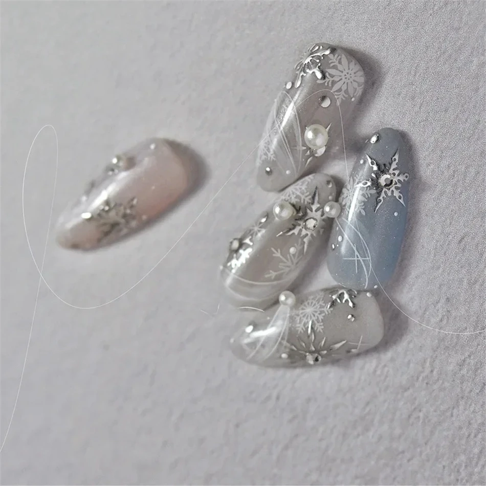 5D Laser Winter Schneeflocke Weihnachten Glänzende Strass Geprägte Relief Selbstklebende Nail art Dekoration Aufkleber Maniküre Aufkleber – Detail 6