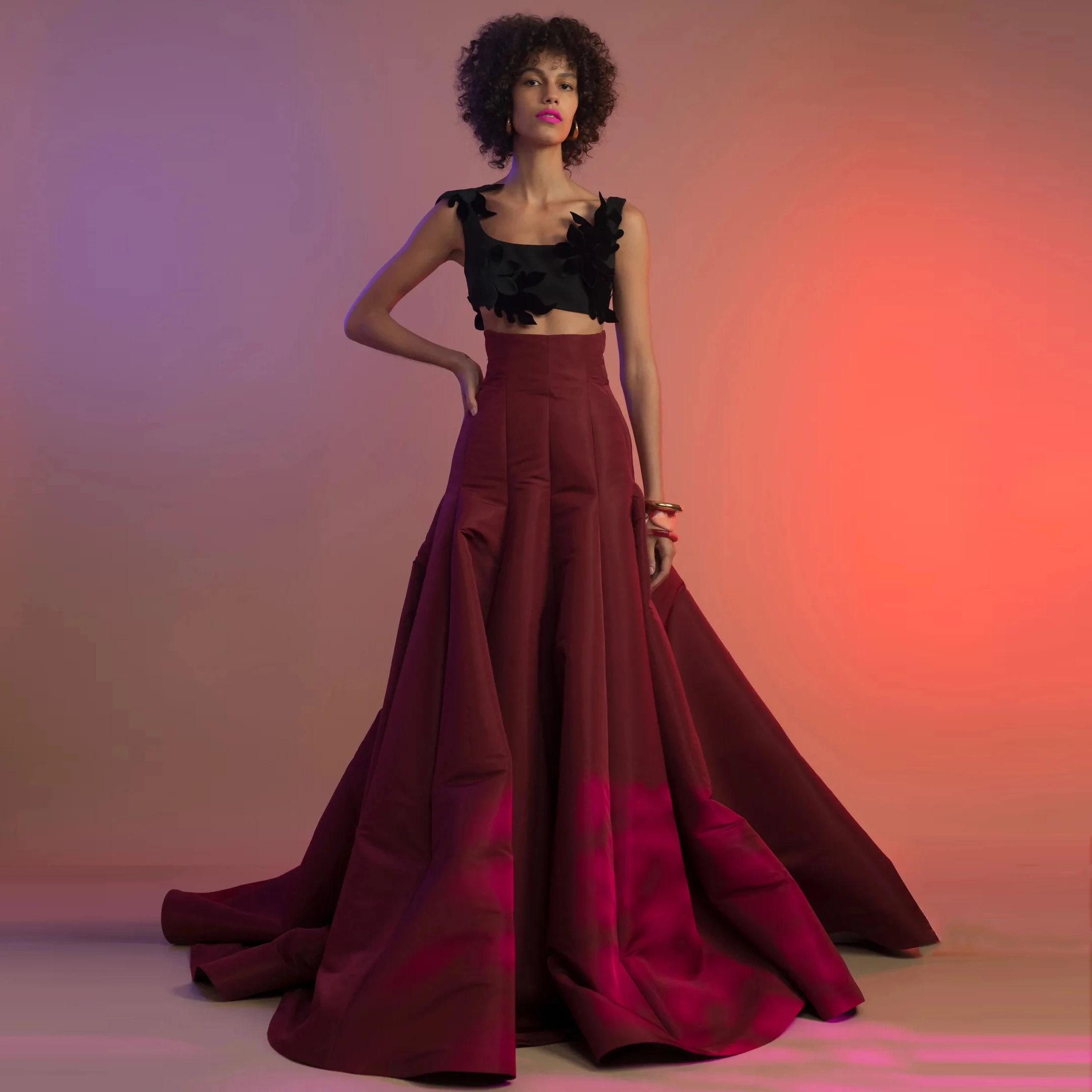 High Quality Dark Burgundy Formal Skirt for Women High Waist Pleated Thick Satin Maxi Skirt Elegant Ladies Evening Skirts Custom