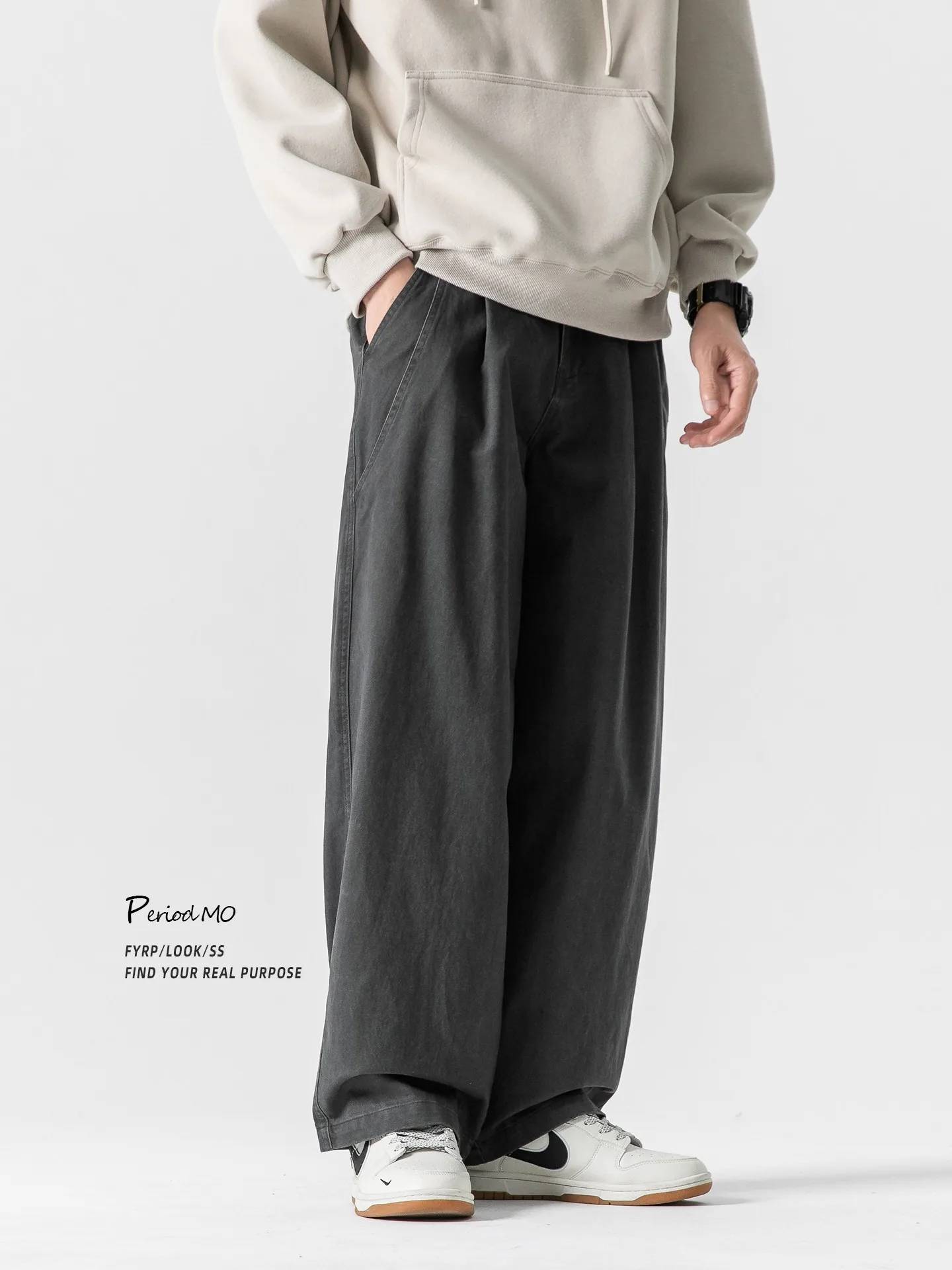 

FYRP Men's Casual Cotton Work Trousers Straight Leg ket Pants Loose Fit Spring Autumn Faion Brand Street Sle