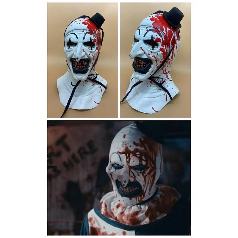 Terrifier 2 art the clown cosplay mask film terrifier 2 art the clown cosplay masken halloween karneval mask requisiten für männer frauen