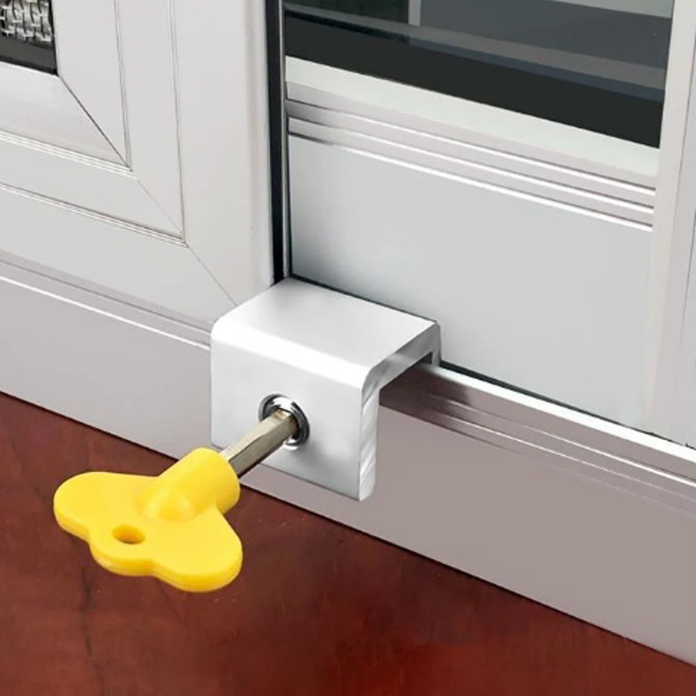 Window Lock Stopper Window Security Key Lock Sliding Limiter Child Protection Door and Window Anti-Theft Lock