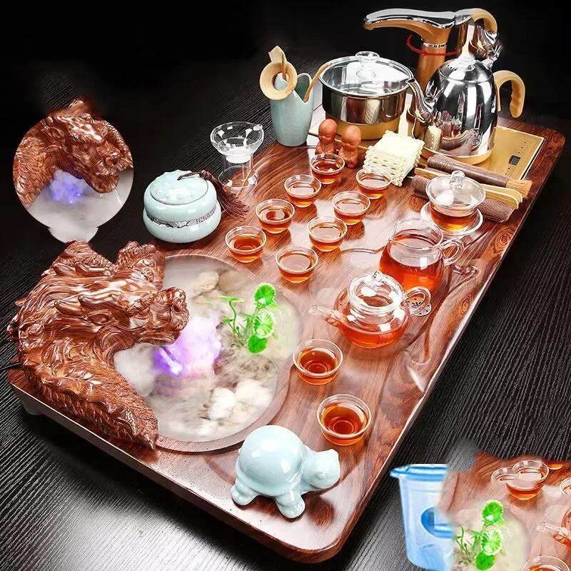 a*-Tableware Cafeteria Tea Tray Drainage Ceremony Wood Plates For Food Office Tea Tray Coffeeware Tableware Home Products/.