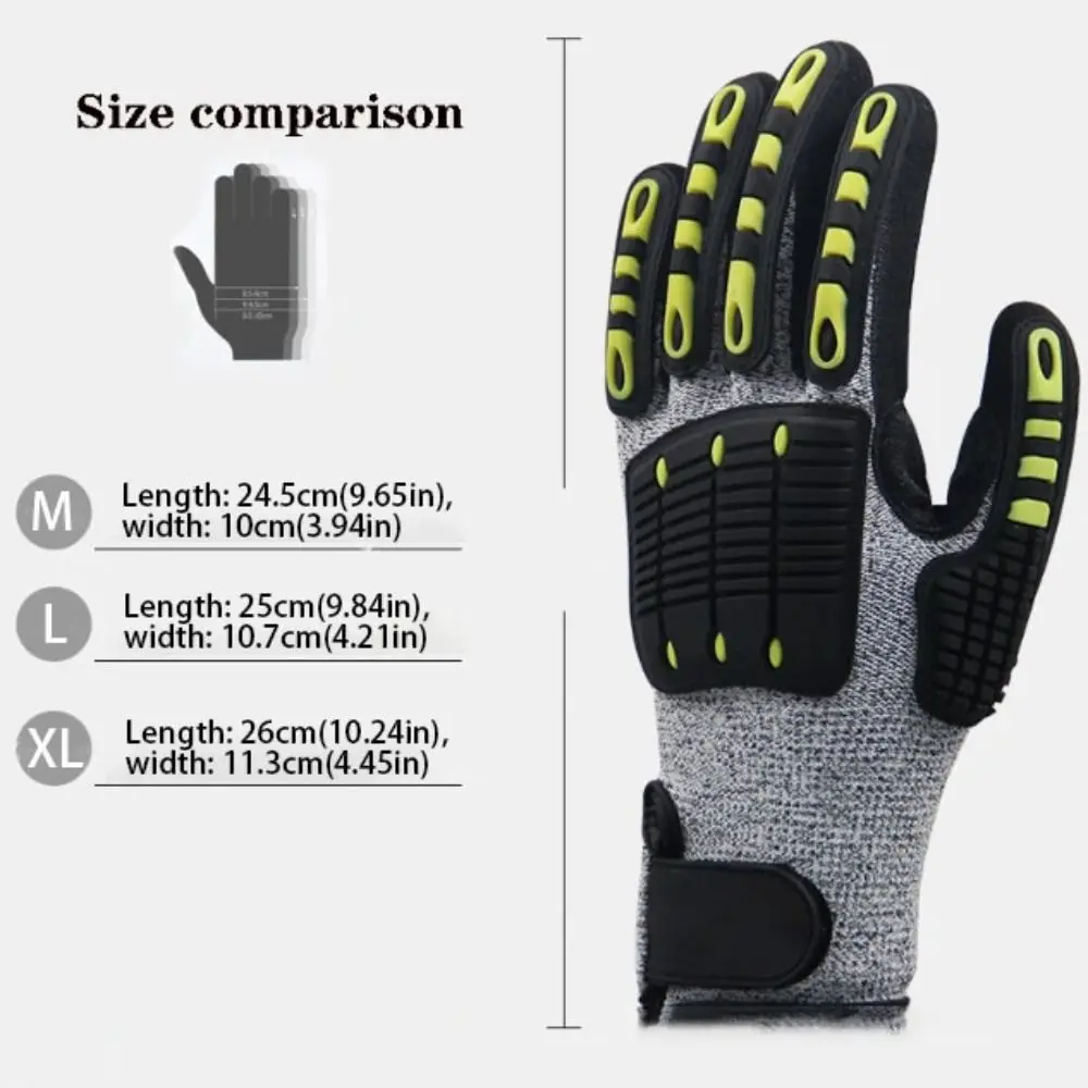 Shock Absorbing Mechanical TPR Gloves Oil-proof Nitrile Dipped Palm Anti-vibration Gloves TPR Material Impact Protection