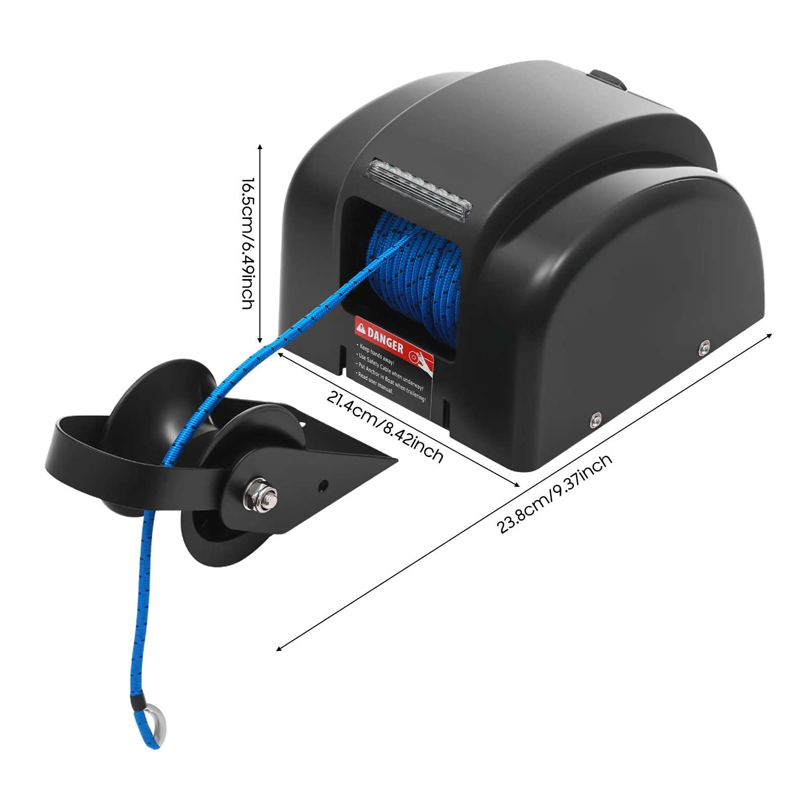Boat Anchor Winch Electric 12V 45lbs Max Load 100ft Braided Rope 700lbs Breaking Strength with Remote for 24ft Vessel view 8