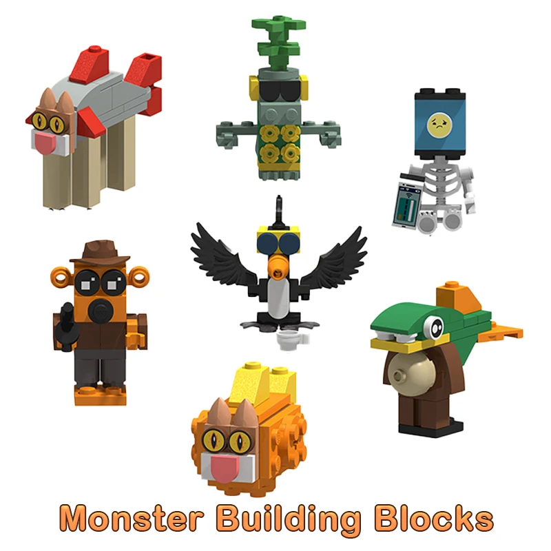 

17-piece Set Italian Brainrot Animal Building Block Tung Tung Tung Sahur Stick Shark Bird Brick Toy Desk Ornament Party Gift