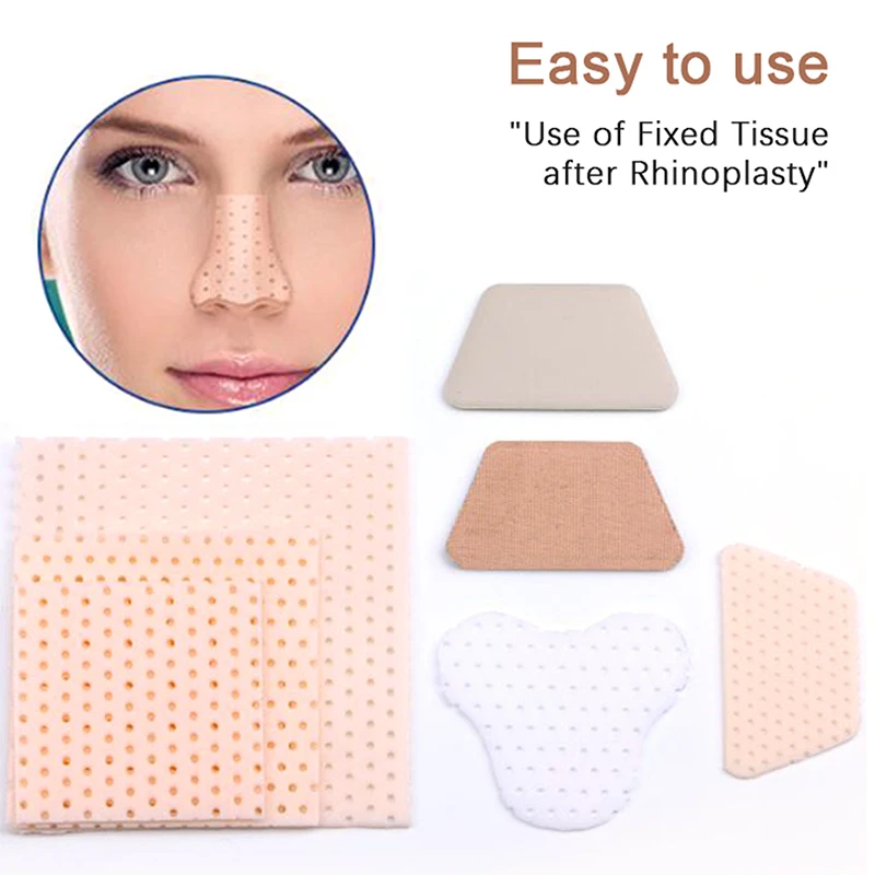 1Pc Nose Job Rhinoplasty Splint Ortho Immobilized Thermoplastic Nose Nasal Fracture Splint Trapezoid Adhesive Tape