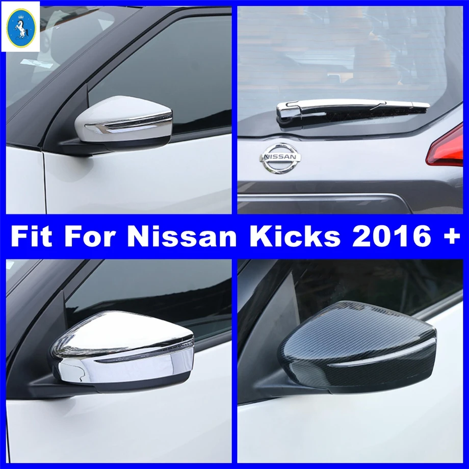 

Carbon Fiber Car Rearview Mirror Panel / Rear Window Wiper Decor Frame ABS Accessories Cover Trim For Nissan Kicks 2016 - 2023