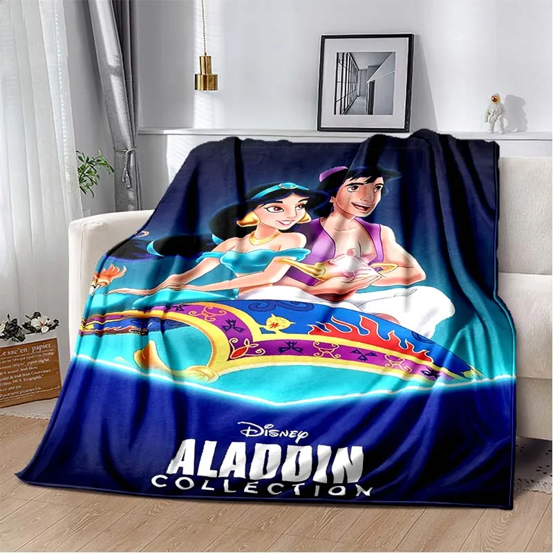 Disney Cartoon Aladdin Room Decoration Warm Blanket Comfortable Soft Portable Travel Picnic Blanket Gift for Family or Friends