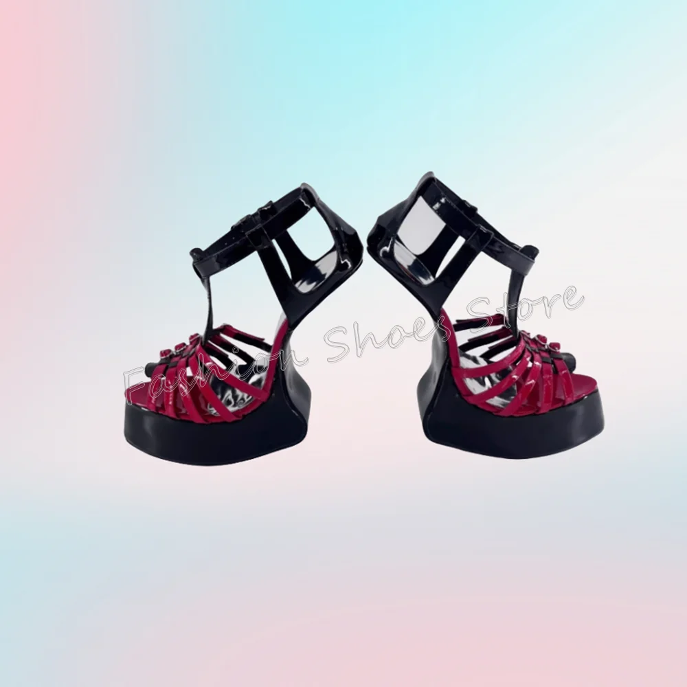 Red Pointed Toe Buckle Decor Sandały Platforma Klamra do kostki Buty na wysokim obcasie dla kobiet Moda Obcasy 2025 Nowość Zapatos Para Mujere
