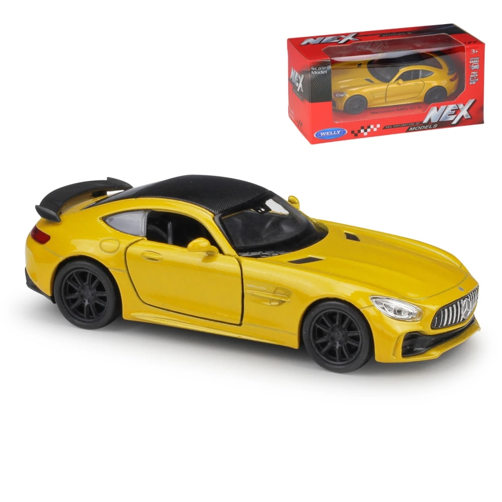 1/36 Mercedes-Benz AMG GTR Super Sport Toy Car Model WELLY Diecast Metal Vehicle Miniature Pull Back Collection Gift For Kid Boy