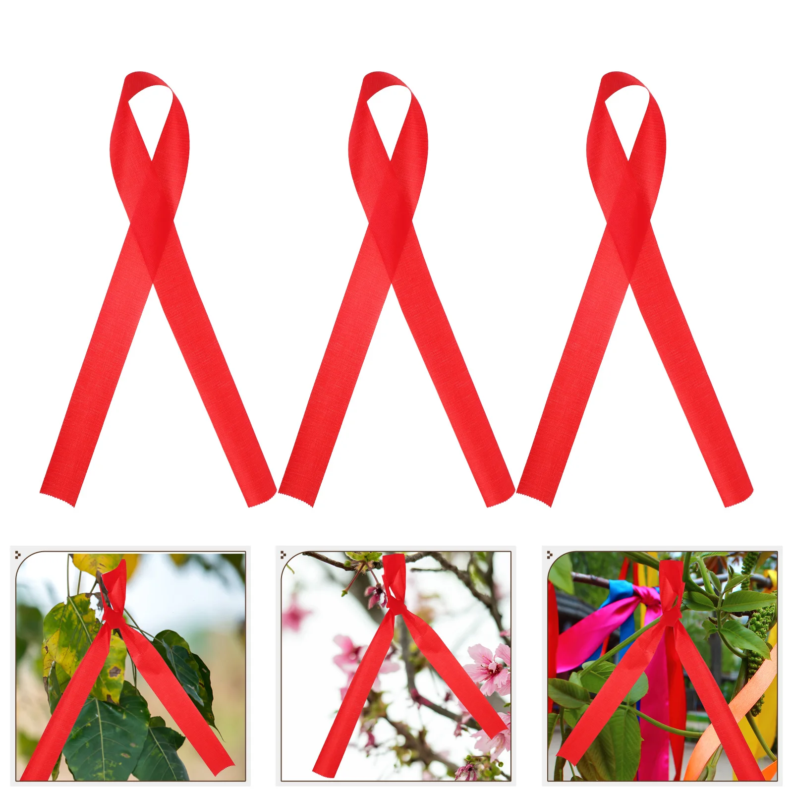

100Pcs Red Blessing Ribbon Silky Wishing Fabric Chinese Theme Decoration for Spring Festival Religious Ceremony Outdoor Hanging