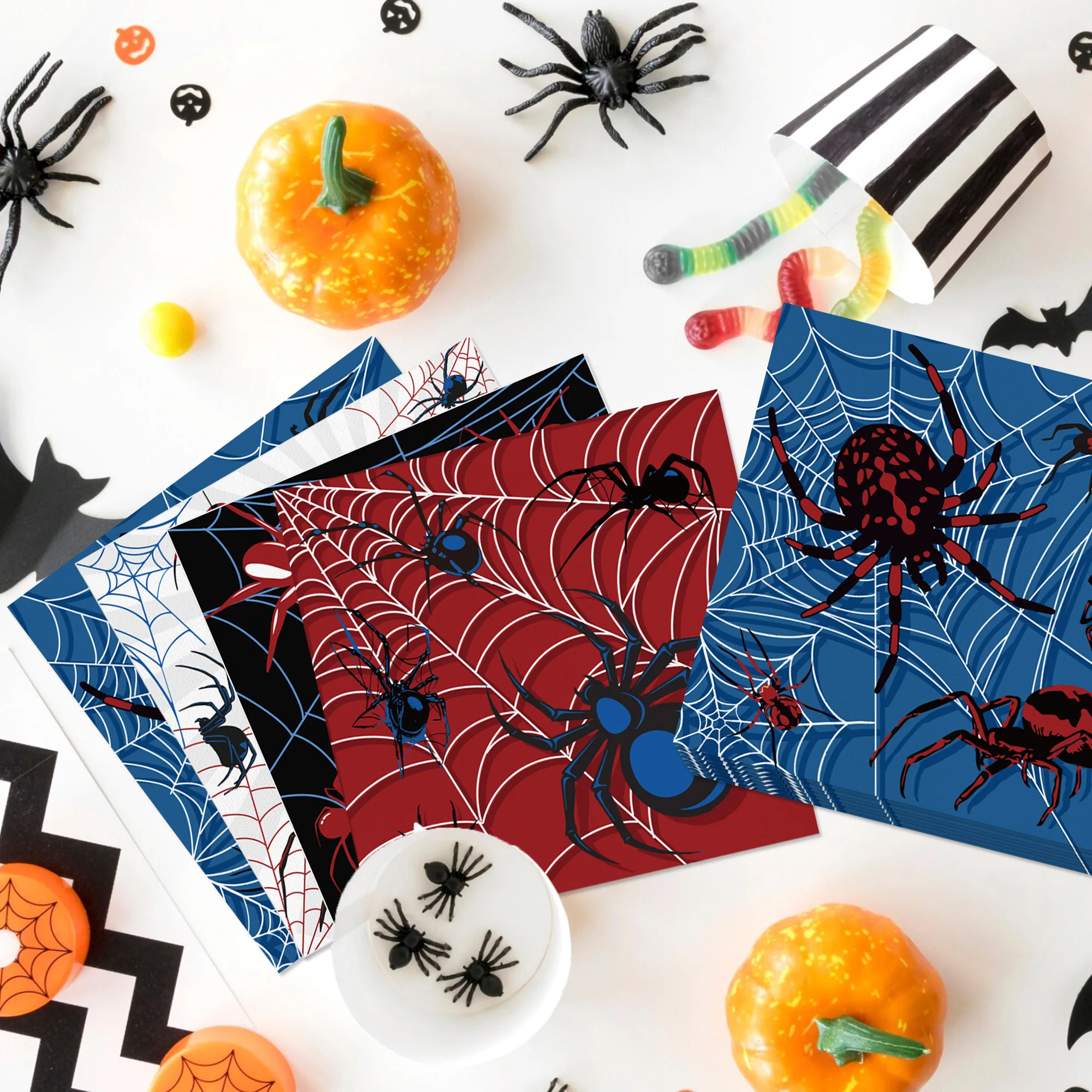 20/40 Stück Halloween-Party-Servietten, Skelett-Spinnen-Papierservietten für Halloween-Tischdekoration, Partyzubehör – Detail 20
