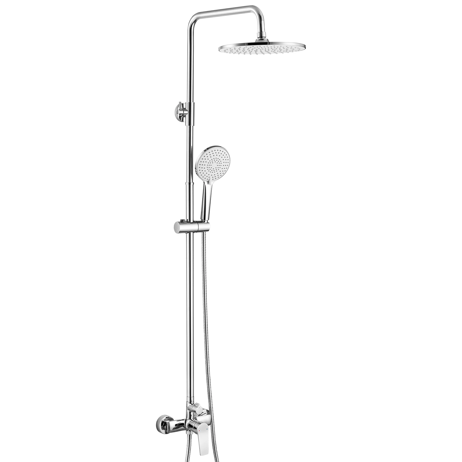 Colonne de douche, ensemble de douche sans robinet, douchette à 3 modes, pomme de douche pluie 10 pouces, 0,9-1,3 m, chromé, hauteur réglable