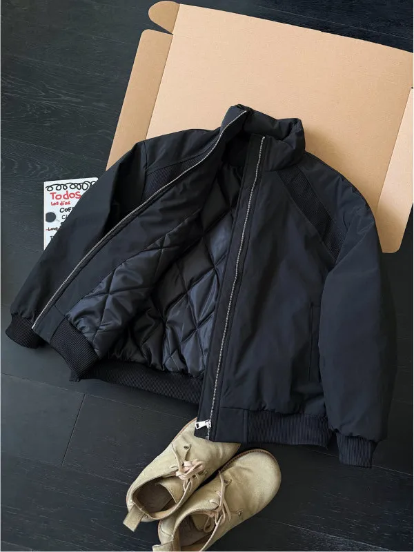 

Bla American Bomber Jaet ort Thiened Cotton Men's Winter New Sle Warm oulder ape Cotton Coat Youth Trend Polyes...