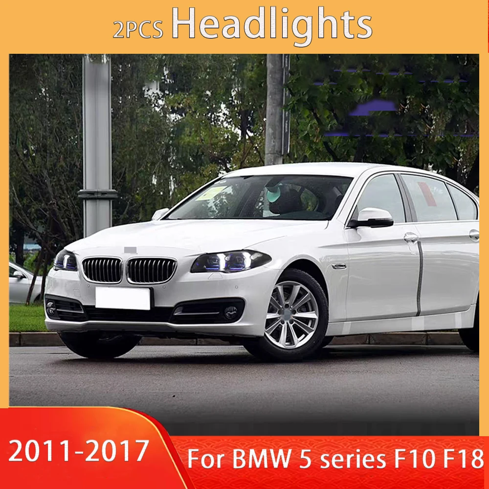 

Фара для BMW F10 F18, светодиодная фара 2010-2017, фары 5 серии, DRL, указатель поворота, дальний свет, проектор «ангельский глаз»