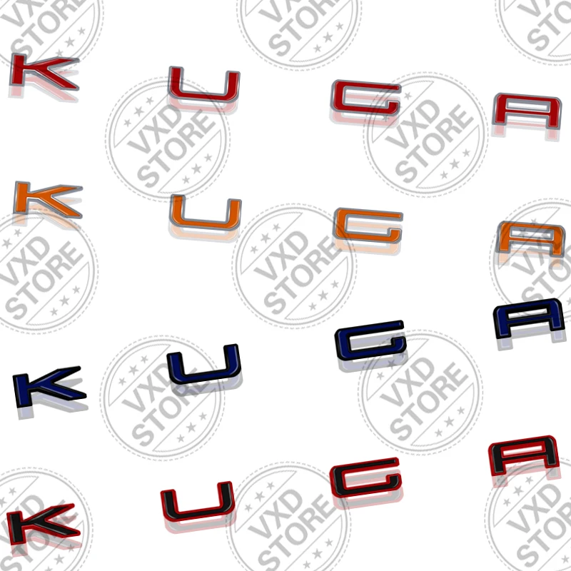 For Ford KUGA Lettering Car 3D Metal Letters Logo Badge Decals Sticker Car Auto Rear Trunk Alphabet Emblem Styling Stickers