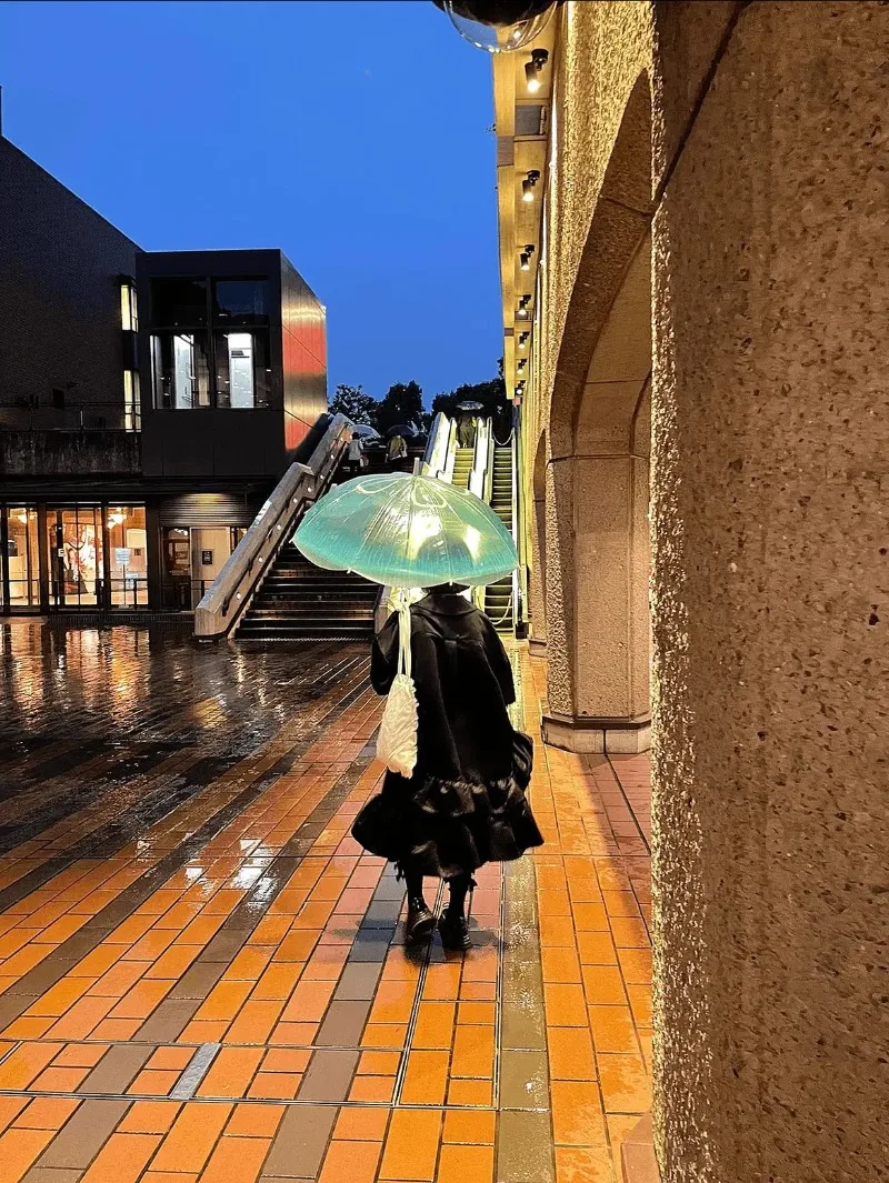 Japanese transparent safety automatic parachute ocean travel cute rain blue jellyfish umbrella