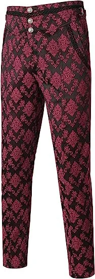 Heren gotische broek Halloween vampier cosplay broek slim fit donkere jacquard broek op voorraad Halloween kostuums voor mannen