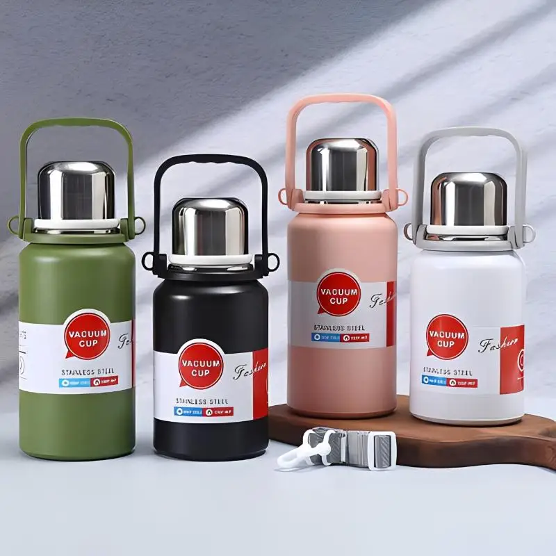 304 Stainless Steel Thermos Flask 1200ml 306 Stainless Steel Lid Durable Heat Retention for Outdoor Backpacking Trip